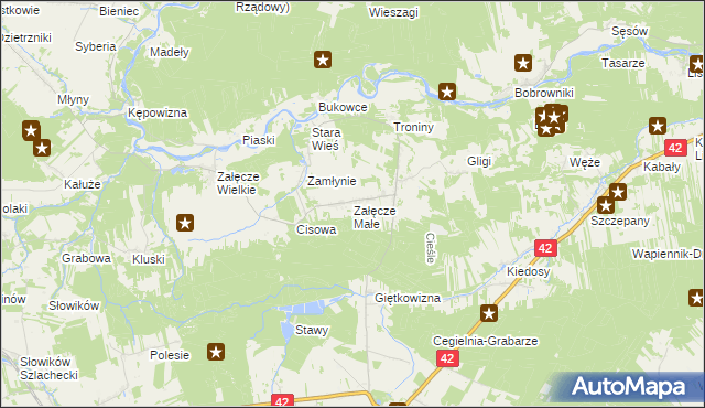 mapa Załęcze Małe, Załęcze Małe na mapie Targeo