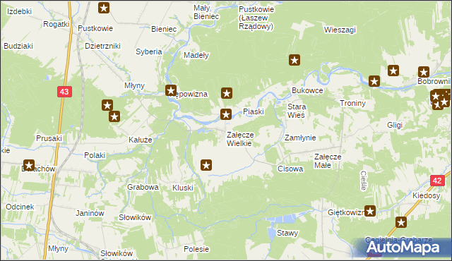 mapa Załęcze Wielkie, Załęcze Wielkie na mapie Targeo