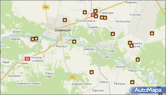 mapa Zalesiaki, Zalesiaki na mapie Targeo