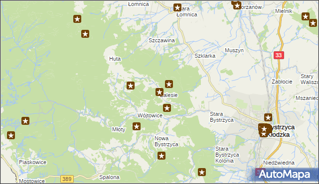 mapa Zalesie gmina Bystrzyca Kłodzka, Zalesie gmina Bystrzyca Kłodzka na mapie Targeo