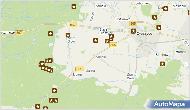 mapa Zalesie gmina Oleszyce, Zalesie gmina Oleszyce na mapie Targeo