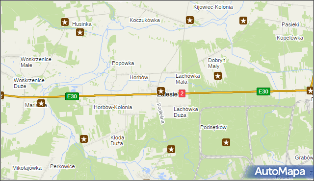mapa Zalesie powiat bialski, Zalesie powiat bialski na mapie Targeo