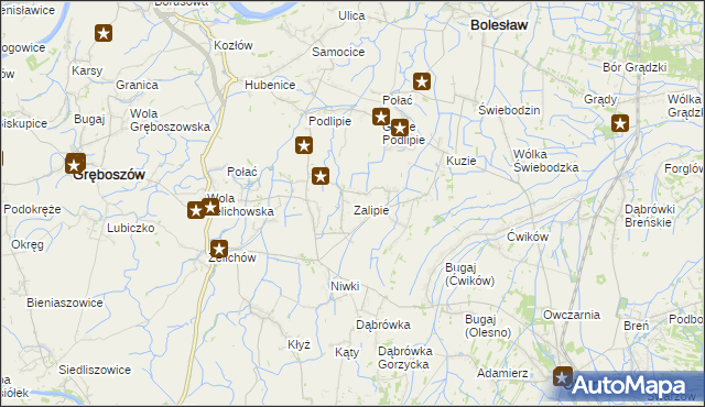 mapa Zalipie gmina Olesno, Zalipie gmina Olesno na mapie Targeo