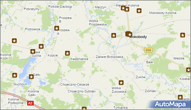 mapa Zaliwie-Brzozówka, Zaliwie-Brzozówka na mapie Targeo