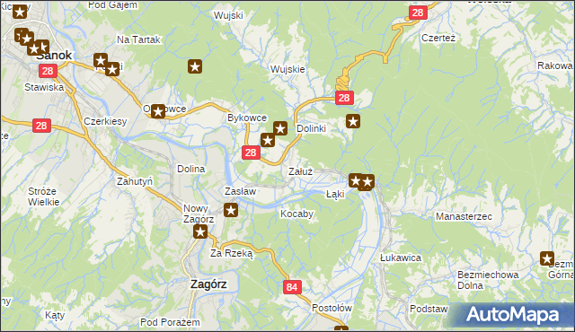 mapa Załuż, Załuż na mapie Targeo