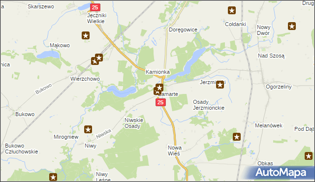 mapa Zamarte gmina Kamień Krajeński, Zamarte gmina Kamień Krajeński na mapie Targeo