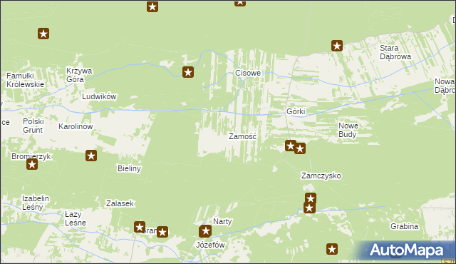 mapa Zamość gmina Leoncin, Zamość gmina Leoncin na mapie Targeo