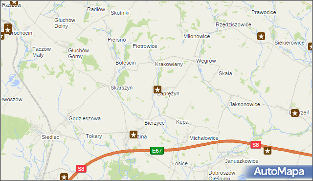 mapa Zaprężyn, Zaprężyn na mapie Targeo