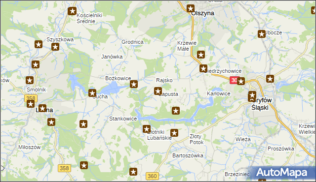 mapa Zapusta gmina Olszyna, Zapusta gmina Olszyna na mapie Targeo