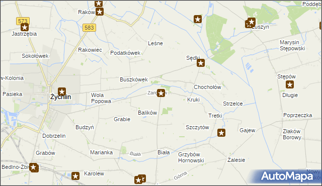 mapa Zarębów gmina Żychlin, Zarębów gmina Żychlin na mapie Targeo
