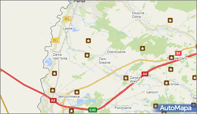 mapa Żarki Średnie, Żarki Średnie na mapie Targeo