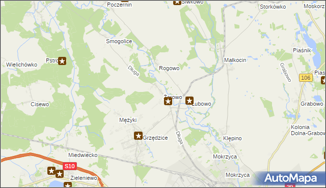 mapa Żarowo gmina Stargard, Żarowo gmina Stargard na mapie Targeo