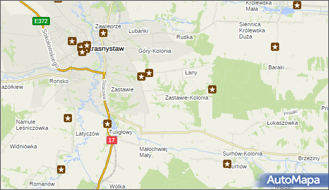 mapa Zastawie-Kolonia, Zastawie-Kolonia na mapie Targeo