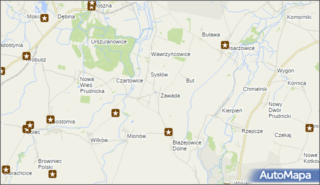 mapa Zawada gmina Głogówek, Zawada gmina Głogówek na mapie Targeo