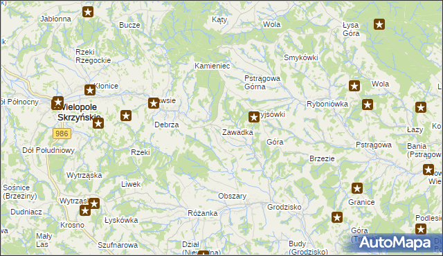 mapa Zawadka gmina Strzyżów, Zawadka gmina Strzyżów na mapie Targeo