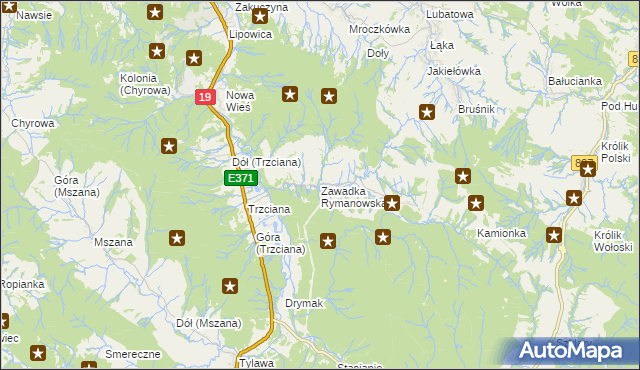 mapa Zawadka Rymanowska, Zawadka Rymanowska na mapie Targeo