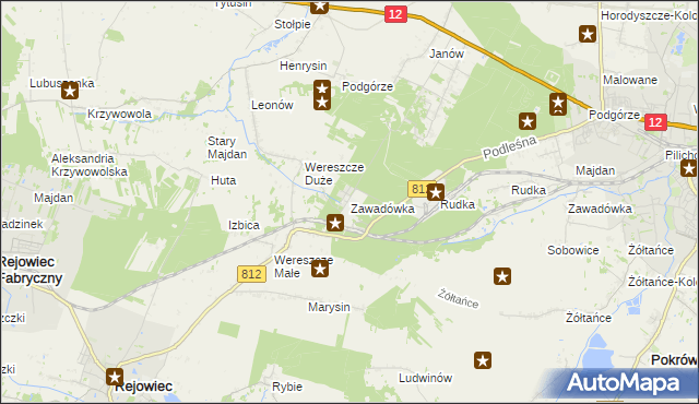 mapa Zawadówka gmina Rejowiec, Zawadówka gmina Rejowiec na mapie Targeo