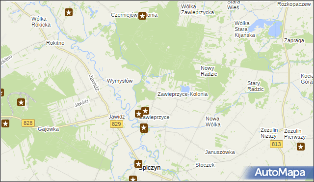 mapa Zawieprzyce-Kolonia, Zawieprzyce-Kolonia na mapie Targeo