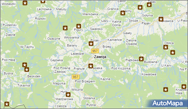 mapa Zawoja, Zawoja na mapie Targeo