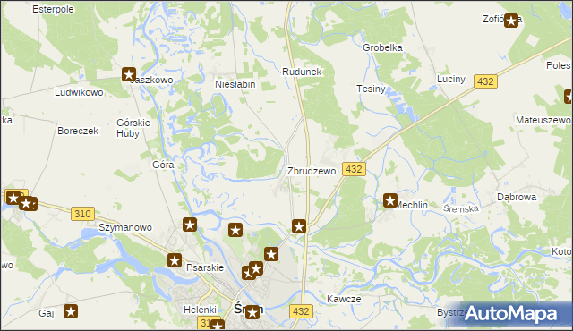 mapa Zbrudzewo, Zbrudzewo na mapie Targeo