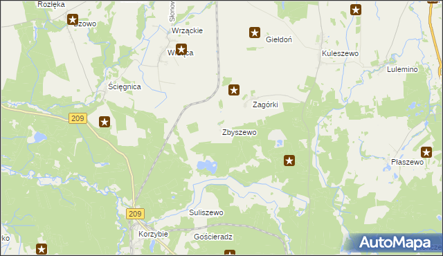 mapa Zbyszewo gmina Kobylnica, Zbyszewo gmina Kobylnica na mapie Targeo