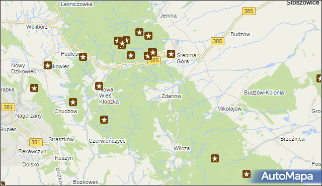 mapa Żdanów gmina Stoszowice, Żdanów gmina Stoszowice na mapie Targeo