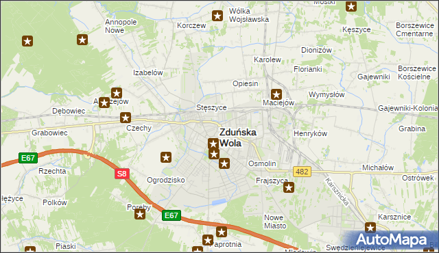 mapa Zduńska Wola, Zduńska Wola na mapie Targeo