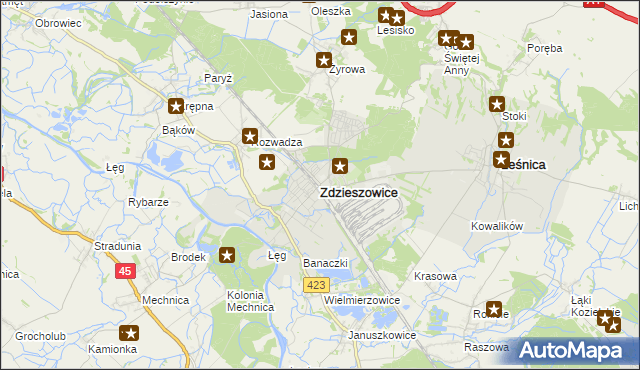 mapa Zdzieszowice, Zdzieszowice na mapie Targeo