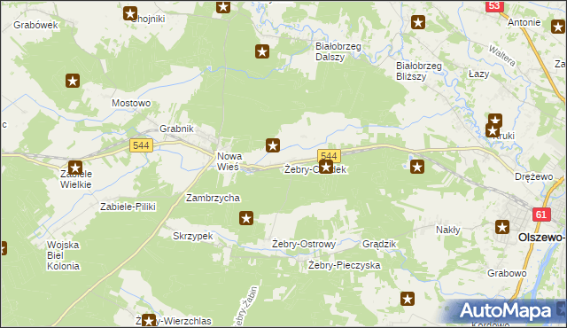 mapa Żebry-Chudek, Żebry-Chudek na mapie Targeo