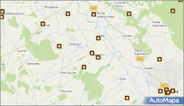 mapa Żegocin gmina Czermin, Żegocin gmina Czermin na mapie Targeo