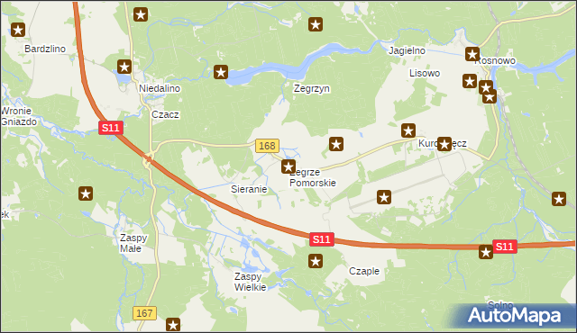 mapa Zegrze Pomorskie, Zegrze Pomorskie na mapie Targeo