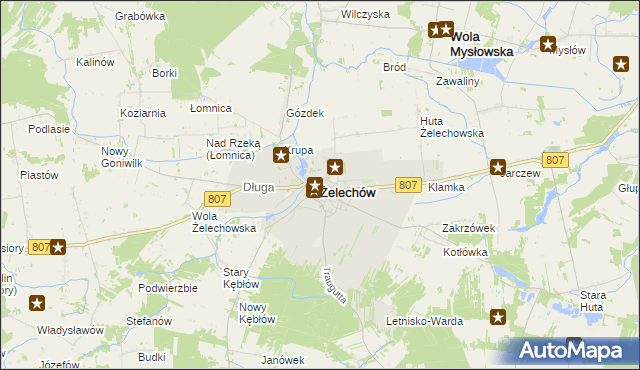 mapa Żelechów powiat garwoliński, Żelechów powiat garwoliński na mapie Targeo