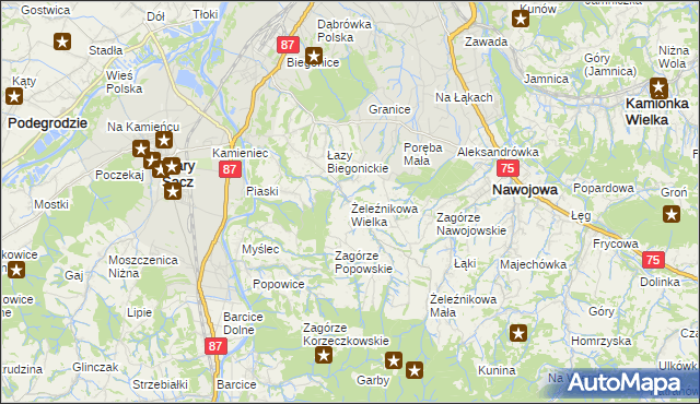 mapa Żeleźnikowa Wielka, Żeleźnikowa Wielka na mapie Targeo