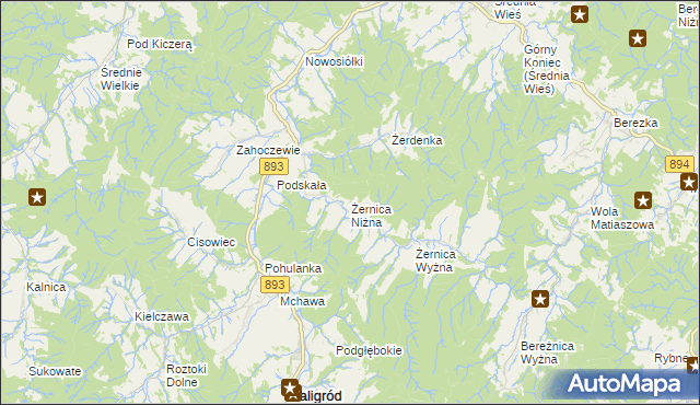 mapa Żernica Niżna, Żernica Niżna na mapie Targeo