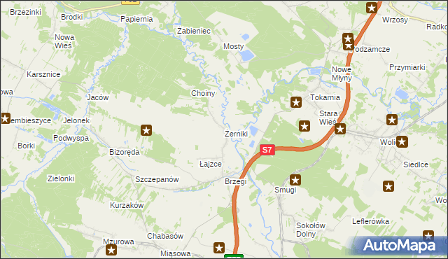 mapa Żerniki gmina Sobków, Żerniki gmina Sobków na mapie Targeo