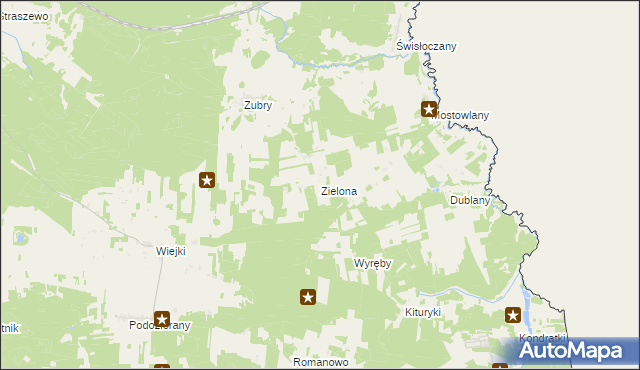 mapa Zielona gmina Gródek, Zielona gmina Gródek na mapie Targeo