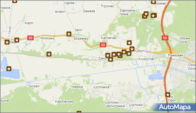mapa Zielonczyn gmina Sicienko, Zielonczyn gmina Sicienko na mapie Targeo