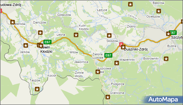 mapa Zielone Ludowe, Zielone Ludowe na mapie Targeo