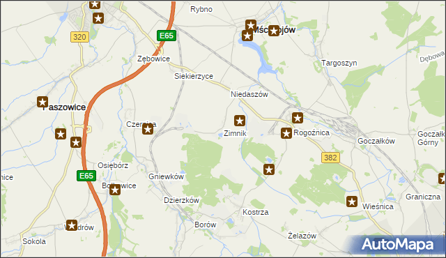 mapa Zimnik gmina Mściwojów, Zimnik gmina Mściwojów na mapie Targeo