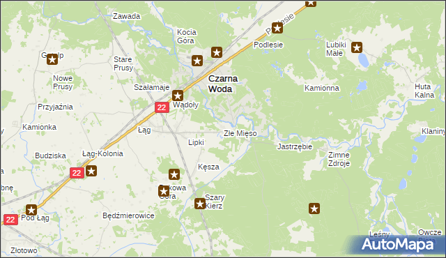 mapa Złe Mięso, Złe Mięso na mapie Targeo