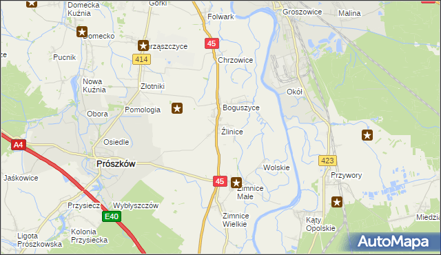 mapa Źlinice, Źlinice na mapie Targeo