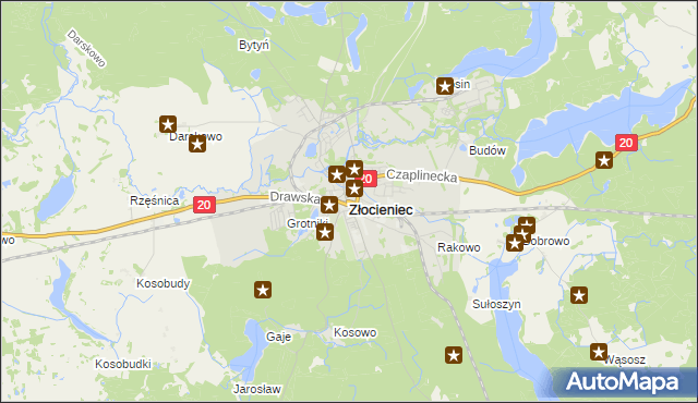 mapa Złocieniec, Złocieniec na mapie Targeo