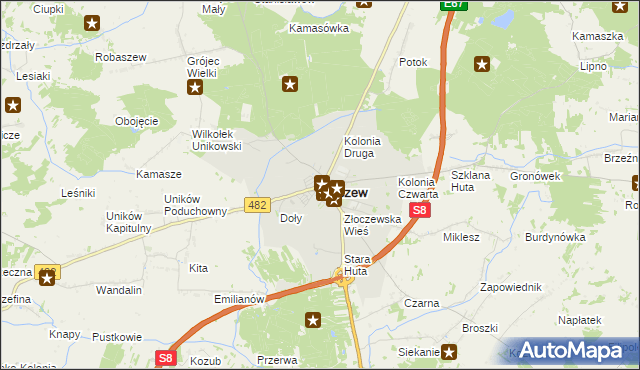 mapa Złoczew, Złoczew na mapie Targeo