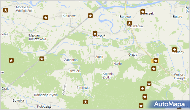 mapa Złotki gmina Sadowne, Złotki gmina Sadowne na mapie Targeo