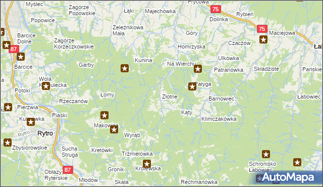 mapa Złotne, Złotne na mapie Targeo