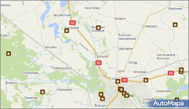 mapa Złotopole gmina Lipno, Złotopole gmina Lipno na mapie Targeo