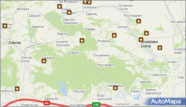 mapa Zmysłówka gmina Grodzisko Dolne, Zmysłówka gmina Grodzisko Dolne na mapie Targeo