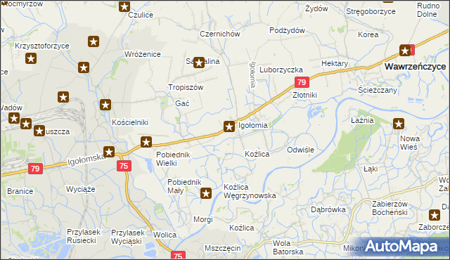 mapa Zofipole gmina Igołomia-Wawrzeńczyce, Zofipole gmina Igołomia-Wawrzeńczyce na mapie Targeo