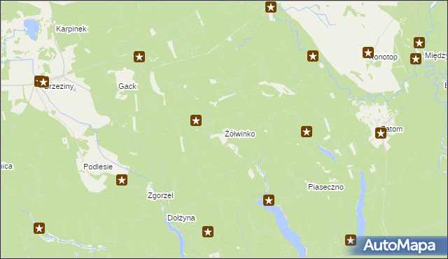 mapa Żółwinko, Żółwinko na mapie Targeo