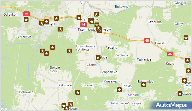 mapa Zrębice, Zrębice na mapie Targeo